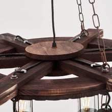 Allen Wheel Pine Wood 6-Light Pendant Light